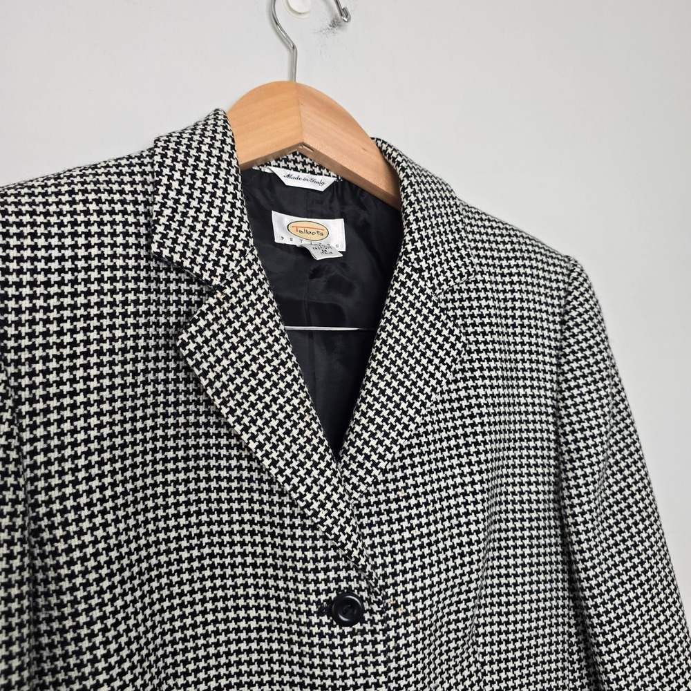 Vintage 90s Talbots Quiet Luxury Italian Wool Houndstooth Blazer Sz 8 Old Money - Picture 3 of 13